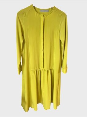 Solika Lime Green Long-Sleeve Drop-Waist Dress